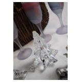 Assortment of Ceramic and Glass Collectibles with Basket