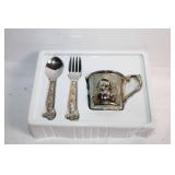 Vintage Silver-Plated Baby Cup and Cutlery Set