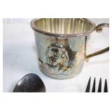 Vintage Silver-Plated Baby Cup and Cutlery Set