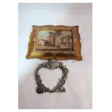 Vintage Gilded Picture Frame with Maritime Cast Metal Wreath