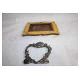Vintage Gilded Picture Frame with Maritime Cast Metal Wreath