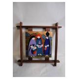 Wood Framed Artwork with Abstract Design