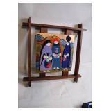Wood Framed Artwork with Abstract Design
