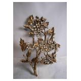 Vintage Metal Floral Wall Art with Gold Finish