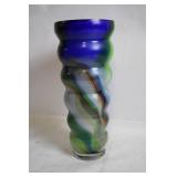 Set of 2 Decorative Swirl Glass Vases