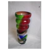 Set of 2 Decorative Swirl Glass Vases