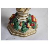 Elegant Porcelain Candlestick Holder with Festive Design