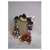 Festive Christmas Photo Frame with Snowman and Presents Design