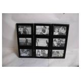 Triptych Black Leather Frame Set with Vintage Black-and-White Photos