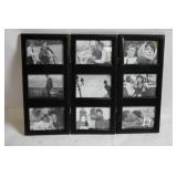 Triptych Black Leather Frame Set with Vintage Black-and-White Photos