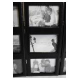 Triptych Black Leather Frame Set with Vintage Black-and-White Photos