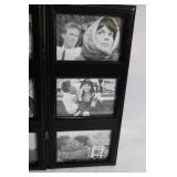 Triptych Black Leather Frame Set with Vintage Black-and-White Photos