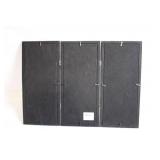 Triptych Black Leather Frame Set with Vintage Black-and-White Photos