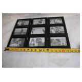 Triptych Black Leather Frame Set with Vintage Black-and-White Photos