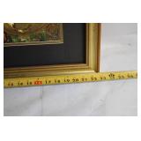 Framed Vintage World Map Print with Ornate Golden Frame