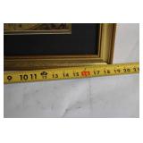 Framed Vintage World Map Print with Ornate Golden Frame