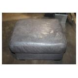Used Gray Leather Ottoman
