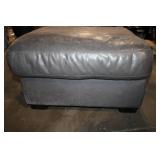 Used Gray Leather Ottoman