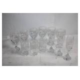 Set of 12 Crystal Beverage Glasses Including Wine and Champagne Glasses