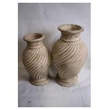 Set of 2 Rustic Textured Ceramic Vases
