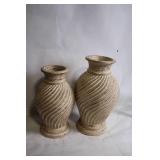 Set of 2 Rustic Textured Ceramic Vases