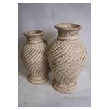 Set of 2 Rustic Textured Ceramic Vases
