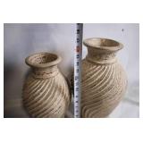 Set of 2 Rustic Textured Ceramic Vases