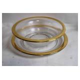 2-Piece Clear Glass Bowl Set with Gold Rim
