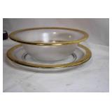 2-Piece Clear Glass Bowl Set with Gold Rim