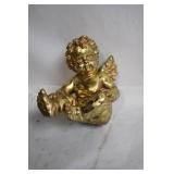 Golden Cherub Angel Figurine with Winged Design