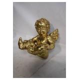 Golden Cherub Angel Figurine with Winged Design