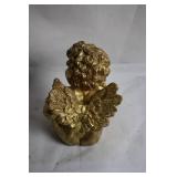 Golden Cherub Angel Figurine with Winged Design