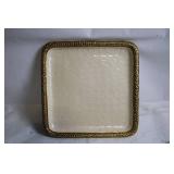 Julia Knight Collection Beige Serving Tray with Gold Trim