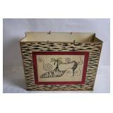 Decorative Hand-Painted Tote Bag with Zebra and Palm Tree Design