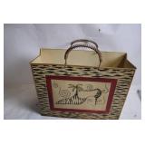 Decorative Hand-Painted Tote Bag with Zebra and Palm Tree Design