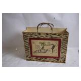 Decorative Hand-Painted Tote Bag with Zebra and Palm Tree Design