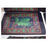 Set of 4 Christmas Holly Design Placemats & 6 Poinsettia Napkins by Jack Bloodman