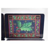 Set of 4 Christmas Holly Design Placemats & 6 Poinsettia Napkins by Jack Bloodman