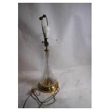 Vintage Glass and Brass Table Lamp with Bulb