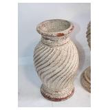 Set of 3 Antique-Style Ceramic Swirl Vases with Distressed Finish