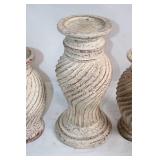Set of 3 Antique-Style Ceramic Swirl Vases with Distressed Finish