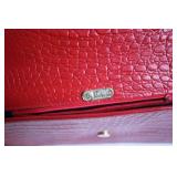 Ferragamo Red Textured Leather Envelope Clutch