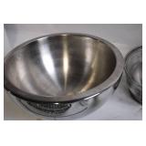 Stainless Steel Kitchenware Collection with Mixing Bowls, Sifter, and Basket