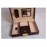 Leather Jewelry Storage Case with Velvet Interior and Mirror