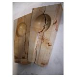 Set of 2 Marble Stone Display Stands with Sculpted Bowl Inserts