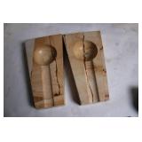 Set of 2 Marble Stone Display Stands with Sculpted Bowl Inserts