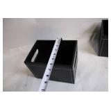 Set of 2 Black Storage Bins with Handle Openings