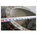 Large Vintage Asian Porcelain JardiniÃ¨re with Colorful Floral and Figurative Design