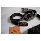 Collection of 4 Assorted Belts and Leather Mini Punch Set