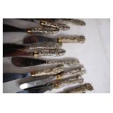 Set of 18 Vintage Silver-Plated Butter Knives with Ornate Handles